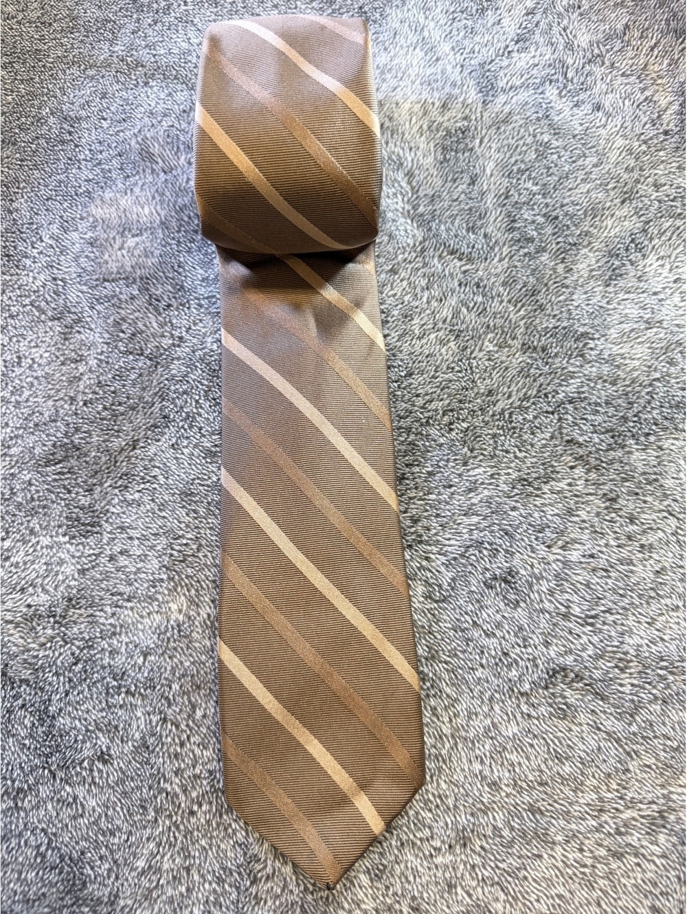 Oscar de la Renta Brown Striped Silk Tie